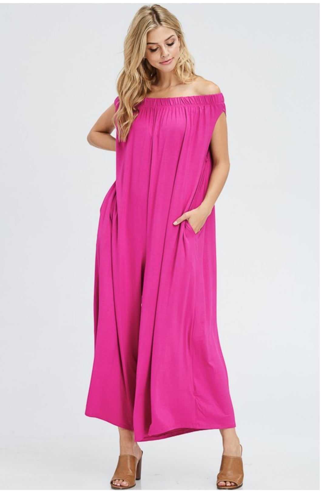 Magenta Off Shoulder Jumpsuit (AS seen on NBC Today Show)